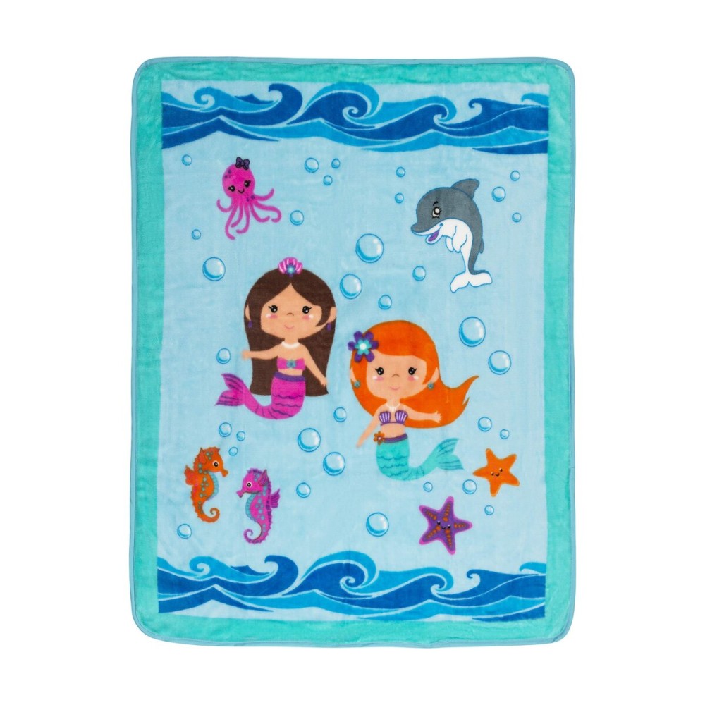 EVERYDAY KIDS Toddler Throw Blanket - 30 by 40 - Mermaids Undersea Adventure - Super Soft, Plush, Warm and Comfortable