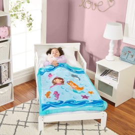 EVERYDAY KIDS Toddler Throw Blanket - 30 by 40 - Mermaids Undersea Adventure - Super Soft, Plush, Warm and Comfortable