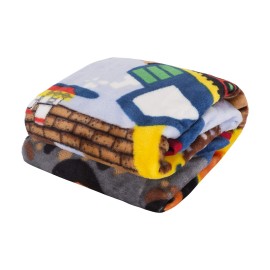 EVERYDAY KIDS Toddler Throw Blanket - 30 by 40 - Under Construction - Super Soft, Plush, Warm and Comfortable