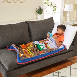 EVERYDAY KIDS Toddler Throw Blanket - 30 by 40 - Under Construction - Super Soft, Plush, Warm and Comfortable