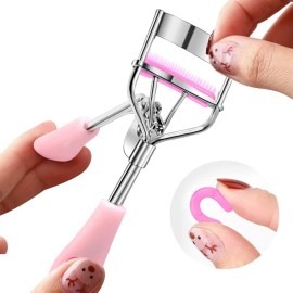 Eyelash Curler Stainless Steel with Brush Mascara Muffle False Eyelashes Accessory Best Professional Tool for Lashes Curls Pinkiou