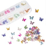 48 Pcs 3D Butterfly Nail Charms, Glitter Clear Butterfly Nail Art Charms, Colorful Charms for Acrylic Nails Art Supplies DIY Crafts Accessories