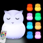 Glinrui Large Owl Night Lights for Kids LED Nursery Lamp Children\'s Room Moon Bedside Lamp, Changeable Brightness & Color Child Table Night-Light, Lighting for Travel and Camping Child Gift - Large