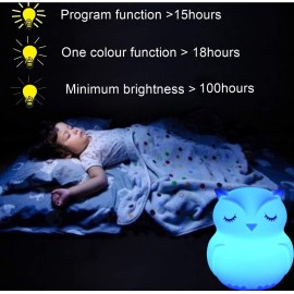 Glinrui Large Owl Night Lights for Kids LED Nursery Lamp Children\'s Room Moon Bedside Lamp, Changeable Brightness & Color Child Table Night-Light, Lighting for Travel and Camping Child Gift - Large