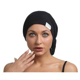 SAYMRE Satin Lined Bonnet Silky Hair Wrap Large Sleep Cap - Adjustable Beanie Slouchy Hats Bonnets for Women Curly Long Hair (X-Large, Pure Black) SAYMRE Satin Lined Bonnet Silky Hair Wrap Large Sleep Cap - Adjustable Beanie Slouchy Hats Bonnets for Women Curly Long Hair (X-Large, Pure Black)