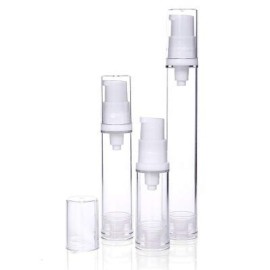 10pcs Airless Pump Press Bottle Empty Plastic Vacuum Lotion Bottles Clear Containers Cosmetics Skincare Travel Size Dispenser (15ml)