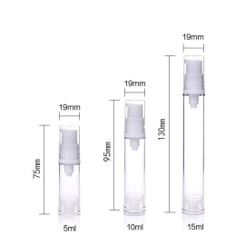 10pcs Airless Pump Press Bottle Empty Plastic Vacuum Lotion Bottles Clear Containers Cosmetics Skincare Travel Size Dispenser (15ml)