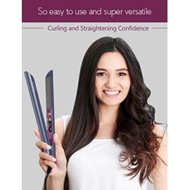 ANGENIL Professional Titanium Flat Iron 1 inch, Hair Straightener and Curler 2 in 1 with Adjustable Temp for All Hair Types, Anti-Static, Dual Voltage Travel Size with Silicone Resistant Mat Pouch