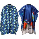 2 Pieces Kids Haircut Salon Cape Waterproof Hair Cutting Cape Children Hairdressing Apron Barber Gown Hair Cutting Shampoo Styling Capes for Kids Children (Dolphin and Rocket Pattern) Multi-Colored