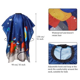 2 Pieces Kids Haircut Salon Cape Waterproof Hair Cutting Cape Children Hairdressing Apron Barber Gown Hair Cutting Shampoo Styling Capes for Kids Children (Dolphin and Rocket Pattern) Multi-Colored