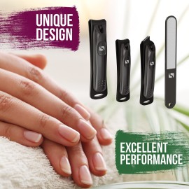 Suvorna Nail Clipper Set with Fingernail Cleaner for Under Nails - Large Nail Cutters for Thick Toenails, Edgy Nail Clipper and Nail File - Nail Clippers for Men and Nail Clippers for Women