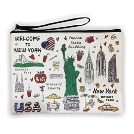 Girls & Women Large Fashion Cute New York Souvenir Zipper pouch Travel Cosmetic Bag Hand Bag Makeup Purse (JP-330133B)
