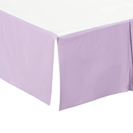 EVERYDAY KIDS Lavender Purple Pleated Crib Skirt; 100% Natural Cotton Nursery Crib Bedding Skirt for Baby Boys and Girls; Crib Dust Ruffle with Split Corners for Easy On and Off, 14 Inch Drop