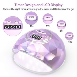 Easkep UV Light for Nails Lamp - 86W UV LED Nail Lamp Gel Nail Polish Curing Dryer for Salon 4 Timer Setting Auto Sensor Machine (Taro)