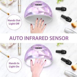 Easkep UV Light for Nails Lamp - 86W UV LED Nail Lamp Gel Nail Polish Curing Dryer for Salon 4 Timer Setting Auto Sensor Machine (Taro)