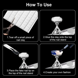 Kalolary 2 Set Acrylic Nail Stand for Painting Nails Press On, Fake Nail Tip Holders Magnetic Practice Stands with White 96 Pcs Reusable Adhesive Putty for Nail Art DIY(Silver) Kalolary 2 Set Acrylic Nail Stand for Painting Nails Press On, Fake Nail Tip Holders Magnetic Practice Stands with White 96 Pcs Reusable Adhesive Putty for Nail Art DIY(Silver)