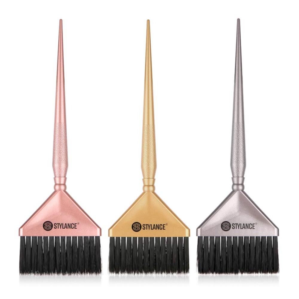 3 Pieces Hair Color Tool Set - Brush Kit for Salon & DIY Hair Coloring (Silver, Rose Gold, Gold)