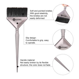 3 Pieces Hair Color Tool Set - Brush Kit for Salon & DIY Hair Coloring (Silver, Rose Gold, Gold)