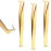 3 Pieces Volume Tweezers Eyelash Extension Tweezers Curved 6A Tip False Lash Tweezers Stainless Steel Precision Tweezers for Individual and 3D 6d Volume Eyelash Extension (Gold)