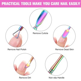 12 Pieces Cuticle Nippers Cuticle Pusher Ingrown Nail Kit Triangle Nail Polish Remover Nail Cleaner Fork Nail File Lifter Cuticle Peeler Scraper for Fingernail Toenail Manicure(Rainbow)