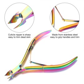 12 Pieces Cuticle Nippers Cuticle Pusher Ingrown Nail Kit Triangle Nail Polish Remover Nail Cleaner Fork Nail File Lifter Cuticle Peeler Scraper for Fingernail Toenail Manicure(Rainbow)