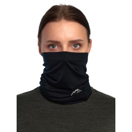 Merino.tech Merino Wool Ski Neck Gaiter - Face Mask Neck Warmer for Men & Women (Black)