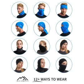 Merino.tech Merino Wool Ski Neck Gaiter - Face Mask Neck Warmer for Men & Women (Black)