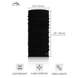 Merino.tech Merino Wool Ski Neck Gaiter - Face Mask Neck Warmer for Men & Women (Black)