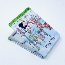 Girls & Women Fashion Elegant New York Souvenir Rectangle Travel Mirror Hand Mirror Cosmetic Makeup Compact Mirror (JMR-270804N)
