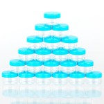 ZEJIA 5 Gram Sample Containers with Lids, Mini Makeup Containers, Empty Plastic Travel Cosmetic Containers with Labels(25 Count, Blue Lid)