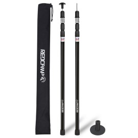 REDCAMP Aluminum Adjustable Camping Tarp Poles, Set of 2, 36in to 90in Telescoping Lightweight Waterproof Tent Poles, Multi-Purpose Extension Paint Roller/Gutter Cleaning/Duster Pole, Black