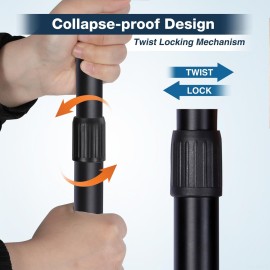 REDCAMP Aluminum Adjustable Camping Tarp Poles, Set of 2, 36in to 90in Telescoping Lightweight Waterproof Tent Poles, Multi-Purpose Extension Paint Roller/Gutter Cleaning/Duster Pole, Black