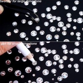 CCINEE Clear Flatback Rhinestone,8 Mixed Size Crystal Rhinestone with Tweezer and Picking Pen for Nail Craft,2500PCS CCINEE Clear Flatback Rhinestone,8 Mixed Size Crystal Rhinestone with Tweezer and Picking Pen for Nail Craft,2500PCS