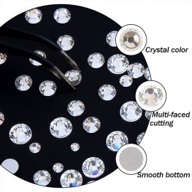 CCINEE Clear Flatback Rhinestone,8 Mixed Size Crystal Rhinestone with Tweezer and Picking Pen for Nail Craft,2500PCS CCINEE Clear Flatback Rhinestone,8 Mixed Size Crystal Rhinestone with Tweezer and Picking Pen for Nail Craft,2500PCS