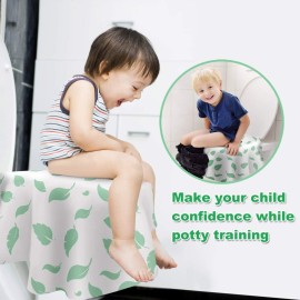 Toilet Seat Covers Disposable, Famard Extra Large Portable Potty Seat Covers for Toddlers, Soft and Waterproof Travel Potty Training Seat for Kids with Individually Wrapped (18 Packs) Green leaf