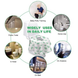 Toilet Seat Covers Disposable, Famard Extra Large Portable Potty Seat Covers for Toddlers, Soft and Waterproof Travel Potty Training Seat for Kids with Individually Wrapped (18 Packs) Green leaf