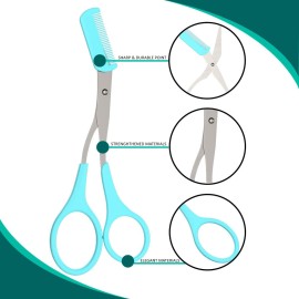 Nylea Eyebrow Trimming Scissors with Comb [Japaneese Blades] Stainless Steel Trimmer for Women and Men, All-in-One Razor Shaper Epilator Hair Remover, Multipurpose Exfoliating Dermaplaning Tool