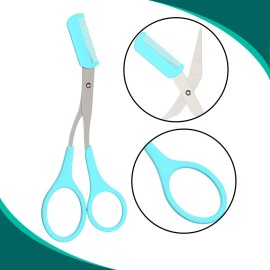 Nylea Eyebrow Trimming Scissors with Comb [Japaneese Blades] Stainless Steel Trimmer for Women and Men, All-in-One Razor Shaper Epilator Hair Remover, Multipurpose Exfoliating Dermaplaning Tool