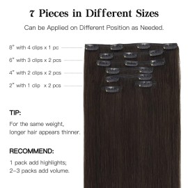 HOTBANANA Human Hair Clip in Hair Extensions, Dark Brown 120g Clip in Hair Extensions Real Human Hair Straight Remy Hair Clip in Hair Extensions 18 Inch 7pcs HOTBANANA Human Hair Clip in Hair Extensions, Dark Brown 120g Clip in Hair Extensions Real Human Hair Straight Remy Hair Clip in Hair Extensions 18 Inch 7pcs