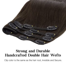 HOTBANANA Human Hair Clip in Hair Extensions, Dark Brown 120g Clip in Hair Extensions Real Human Hair Straight Remy Hair Clip in Hair Extensions 18 Inch 7pcs HOTBANANA Human Hair Clip in Hair Extensions, Dark Brown 120g Clip in Hair Extensions Real Human Hair Straight Remy Hair Clip in Hair Extensions 18 Inch 7pcs