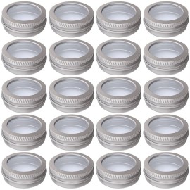 0.5 Ounce Aluminum Tin Jar 15 ml Refillable Containers Clear Top Screw Lid Round Tin Container Bottle 20 Pcs for Cosmetic,Lip Balm, Cream 0.5 Ounce Aluminum Tin Jar 15 ml Refillable Containers Clear Top Screw Lid Round Tin Container Bottle 20 Pcs for Cosmetic,Lip Balm, Cream