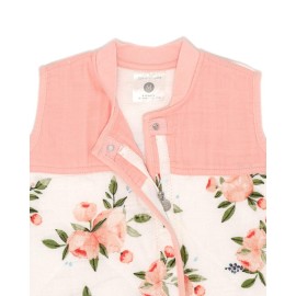 Little Unicorn 12-18 Month Quilted Sleep Sack 2.6 TOG | Soft & Breathable Muslin Cotton for safer sleep | 2 way zipper (Watercolor Roses)