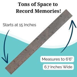 Headwaters Studio Growth Chart for Wall - Height Chart for Kids, Growth Chart for Kids, Measuring Board for Kids Height, Wooden Growth Chart for Wall, Height Measurement for Wall - Gray (63x6.7)