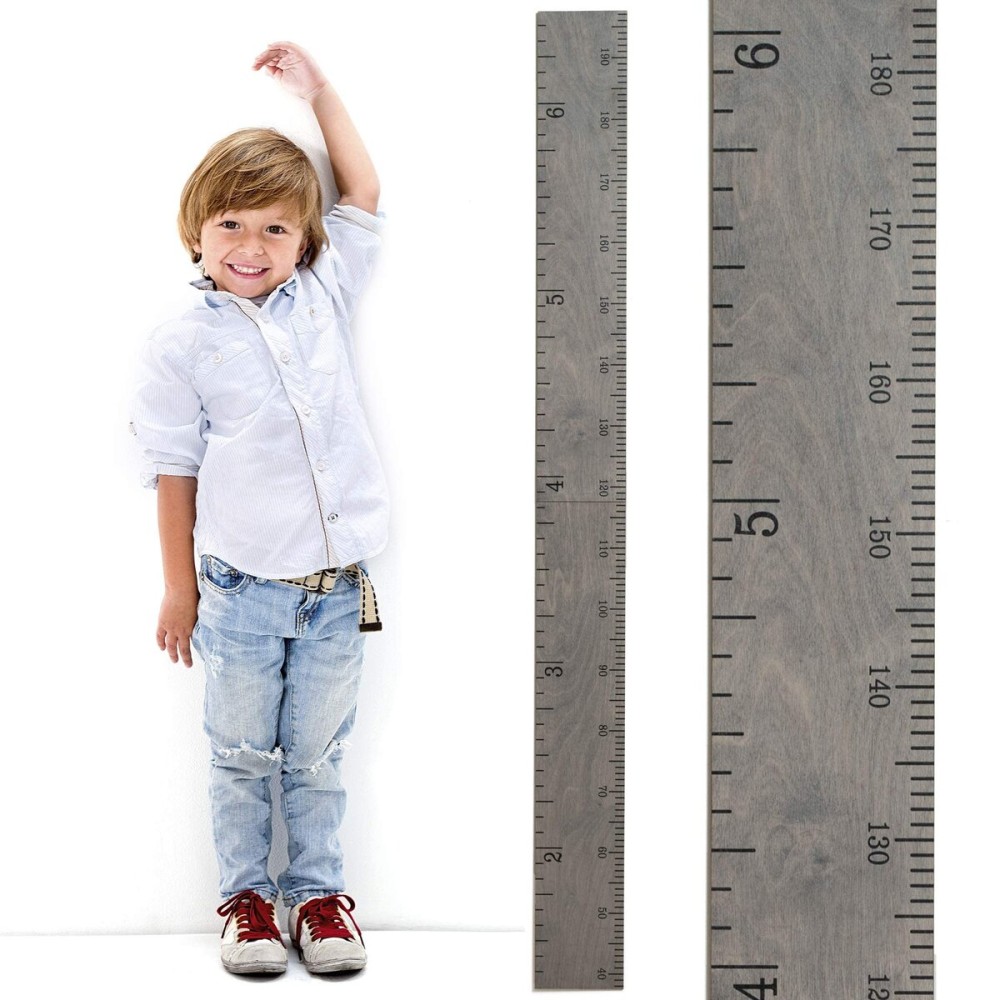 HEADWATERS STUDIO Height Ruler for Wall - Child Height Wall Chart, Height Chart for Kids Growth Chart for Wall Growth Chart Wood, Wooden Growth Chart for Wall - Gray w/Inches - 63x5.75