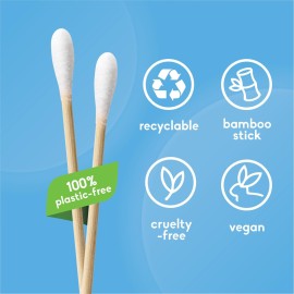 The Humble Co. Bamboo Cotton Swabs (600 count) - Cotton Swabs and Cotton Buds for Ears, Makeup, Pet Care and Cleaning (White)