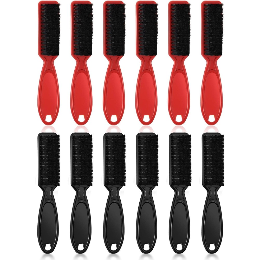 Patelai 12 Pcs Barber Brush Clipper Cleaner Bulk Nylon Barber Blade Cleaning Brush Accessories Cleaning Styling Supplies Hair Trimmer Manicure Tool Duster Fades Men(Black, Red)