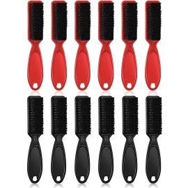 Patelai 12 Pcs Barber Brush Clipper Cleaner Bulk Nylon Barber Blade Cleaning Brush Accessories Cleaning Styling Supplies Hair Trimmer Manicure Tool Duster Fades Men(Black, Red)