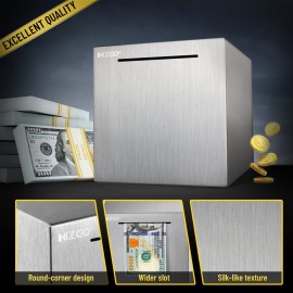 hizgo Piggy Bank for Adults Stainless Steel Savings Bank to Help Budget and Save Must Break to Access Money5.9 inch