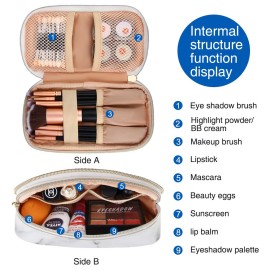 MONSTINA Makeup Bag for Women,Pouch Bag,Makeup Brush Bags Travel Kit Organizer Cosmetic Bag (cwhite)