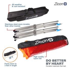 Zicon Portable Tennis Net,Stainless Steel Poles Badminton Net Set Adjustable Height Nylon Net with Carry Bag, for Kids Volleyball, Pickleball,Soccer, Indoor, Outdoor Court, Backyard, Beach, Driveway Zicon Portable Tennis Net,Stainless Steel Poles Badminton Net Set Adjustable Height Nylon Net with Carry Bag, for Kids Volleyball, Pickleball,Soccer, Indoor, Outdoor Court, Backyard, Beach, Driveway